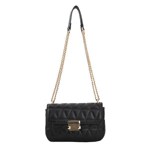 Lingge Small PU Leather Flap Crossbody Bags for Women 2022 Hit Women&#39;s Luxury Branded Trending Chain Shoulder Handbags