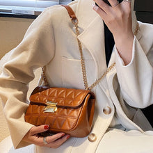 Load image into Gallery viewer, Lingge Small PU Leather Flap Crossbody Bags for Women 2022 Hit Women&#39;s Luxury Branded Trending Chain Shoulder Handbags