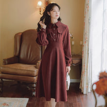 Load image into Gallery viewer, Literature and Art Retro French Lace Long Sleeve Vestidos de mujer Autumn Design Elegant Midi Dress Ladies Black Casual Dresses