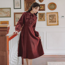 Load image into Gallery viewer, Literature and Art Retro French Lace Long Sleeve Vestidos de mujer Autumn Design Elegant Midi Dress Ladies Black Casual Dresses