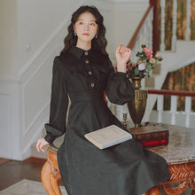 Load image into Gallery viewer, Literature and Art Retro French Lace Long Sleeve Vestidos de mujer Autumn Design Elegant Midi Dress Ladies Black Casual Dresses