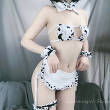 Load image into Gallery viewer, Lolita Bikini Anime Cosplay Womens Cute Cow Cosplay Micro Bikini Set Lingerie Sexy Bra and Panty Set Sex Nightclub Uniform