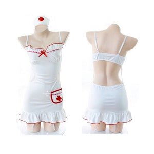 Lolita Cute Sexy Lingerie Maid Uniform Nurse Cosplay Costumes Women Role Play Hot Erotic Dress G-string Hat Hairband Maid Outfit