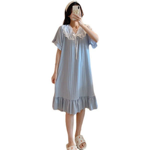 Lolita Nightgowns Womens Cotton Gown Nighty Long Sleepwear Sexy Hot Erotic Lingerie Sleepshirts Homewear Suit Ruffles Lace