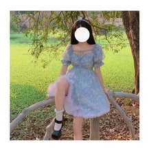 Load image into Gallery viewer, Lolita Puff Sleeve French Yarn Fairy Dress Summer Japanese Soft Girl Bow Tie Waist Princess Dress Cute Dress