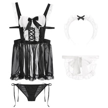 Load image into Gallery viewer, Lolita Sexy Lingerie Erotic Maid Cosplay Costumes Chiffon Dress Cute French Apron Anime Punk School Girl Gothic Outfit for Woman