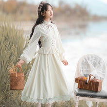 Load image into Gallery viewer, Lolita Sweet Fairy Dress Female Flower Embroidery Chinese Style Retro Ruffle Stand Collar Elegant Puff Sleeve Dress Y2K Fall