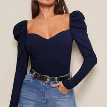 Load image into Gallery viewer, Long Puff Sleeve Women&#39;s Blouse Slim Sexy Square Collar Blouses Women 2021 Autumn New Streetwear Fashion Elegant Top Female