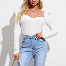 Load image into Gallery viewer, Long Puff Sleeve Women&#39;s Blouse Slim Sexy Square Collar Blouses Women 2021 Autumn New Streetwear Fashion Elegant Top Female