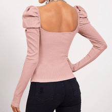 Load image into Gallery viewer, Long Puff Sleeve Women&#39;s Blouse Slim Sexy Square Collar Blouses Women 2021 Autumn New Streetwear Fashion Elegant Top Female