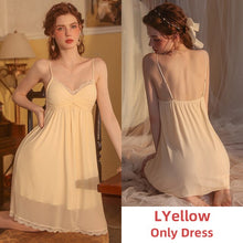 Load image into Gallery viewer, Long Silk Robes for Women Sleepwear Victorian Dress Pamajas Set Lace Nightgown Camisole Backless Sleep Tops Sexy Lingerie 2022