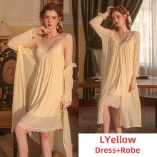 Load image into Gallery viewer, Long Silk Robes for Women Sleepwear Victorian Dress Pamajas Set Lace Nightgown Camisole Backless Sleep Tops Sexy Lingerie 2022