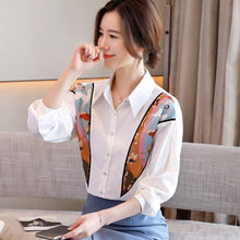 Load image into Gallery viewer, Long Sleeve Chiffon Blouse Shirt New 2021 Spring Autumn Patchwork Women&#39;s Shirt Elegant Slim Office Lady Blusas