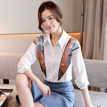 Load image into Gallery viewer, Long Sleeve Chiffon Blouse Shirt New 2021 Spring Autumn Patchwork Women&#39;s Shirt Elegant Slim Office Lady Blusas