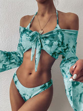 Load image into Gallery viewer, Long Sleeve Mesh Bikini Swimwear Women Three Pieces 2022 Leopard Swimsuit Female Summer Sexy Bathing Suit Brazilian Biquini