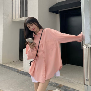Long Sleeve Shirt Coat Women's Design Sense Minority Spring And Autumn 2021 New Korean And Versatile Pink Top