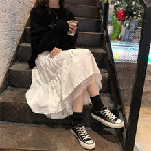 Load image into Gallery viewer, Long Tulle Midi Skirts Womens 2020 Autumn Elastic High Waist Mesh Tutu Pleated Skirts Female Black White Long Skirt Streetwear