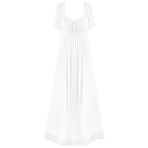 Long White Night Dress Women Lace Nightgowns Palace Vintage Gown Nighty Sleepshirts Ladies Sexy Hot Erotic Homewear Suit Modal