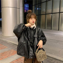 Load image into Gallery viewer, Long-sleeved Padded Jacket Women Winter Korean 2021 New Plus Velvet Thickening Small Loose Collar Motorcycle Top