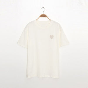 Love Embroidered Tee Shirt Woman Summer 2021 Elegant Round Neck Vintage T Shirt Clothing Womens Casual T-shirt Haut Clothes