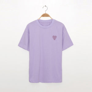 Love Embroidered Tee Shirt Woman Summer 2021 Elegant Round Neck Vintage T Shirt Clothing Womens Casual T-shirt Haut Clothes