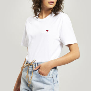 Love Embroidery T-shirt Femme Summer Luxuriou Round Neck Short Sleeve Vintage Tee Shirt Tshirt Fashion Womens T-Shirts Top 2021