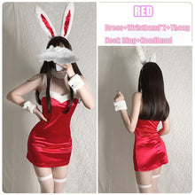 Load image into Gallery viewer, Lovely Christmas Cosplay Costumes Sexy Lingerie Velvet Dress Plush Erotic Costumes Sweet Bunny Girl Kawaii Hollow Out Outfits