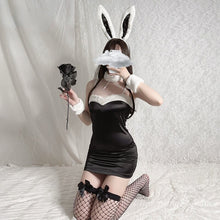 Load image into Gallery viewer, Lovely Christmas Cosplay Costumes Sexy Lingerie Velvet Dress Plush Erotic Costumes Sweet Bunny Girl Kawaii Hollow Out Outfits