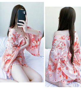 Lovely Sakura Kimono Japanese Uniform Robe Floral Night Bathrobe Gown for Women Cute Cardigan Bathrobe Oversize Sexy Lingerie