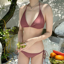 Load image into Gallery viewer, Low Waist Bikini Set Sexy Micro Swimwear Solid Biquinis Women Two Pieces Swimsuit Bandage Bikini Halter Bathing Suit
