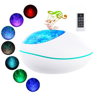 Lucky Stone Ocean Wave Projector Night Light Lamp Bluetooth Music Player Remote Control Colorful Led Projection Nightlight