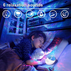 Lucky Stone Ocean Wave Projector Night Light Lamp Bluetooth Music Player Remote Control Colorful Led Projection Nightlight