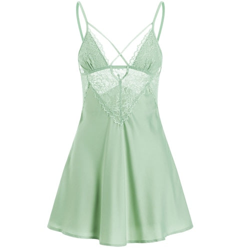 Luxury Pajamas for Women Women Silk Sleepwear Set Summer Thin Lace Hot Temptation Strap Sleep Tops with Panty Solid V-Neck