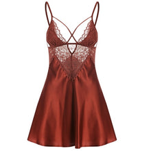 Load image into Gallery viewer, Luxury Pajamas for Women Women Silk Sleepwear Set Summer Thin Lace Hot Temptation Strap Sleep Tops with Panty Solid V-Neck
