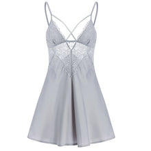 Load image into Gallery viewer, Luxury Pajamas for Women Women Silk Sleepwear Set Summer Thin Lace Hot Temptation Strap Sleep Tops with Panty Solid V-Neck