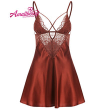 Load image into Gallery viewer, Luxury Pajamas for Women Women Silk Sleepwear Set Summer Thin Lace Hot Temptation Strap Sleep Tops with Panty Solid V-Neck