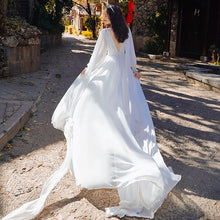 Load image into Gallery viewer, Luxury Red &amp; White Chiffon Long Dress For Elegant Lady Gorgeous V-Neck Lanter Sleeve Floor Length Bohimian Beach Dresses Vestido