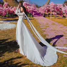 Load image into Gallery viewer, Luxury Red &amp; White Chiffon Long Dress For Elegant Lady Gorgeous V-Neck Lanter Sleeve Floor Length Bohimian Beach Dresses Vestido