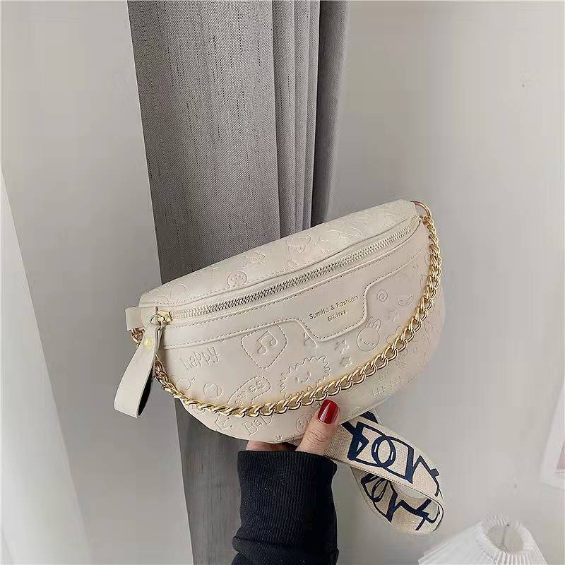 Luxury handbags 2021 new one-shoulder messenger embossed chain waist bag chest bag