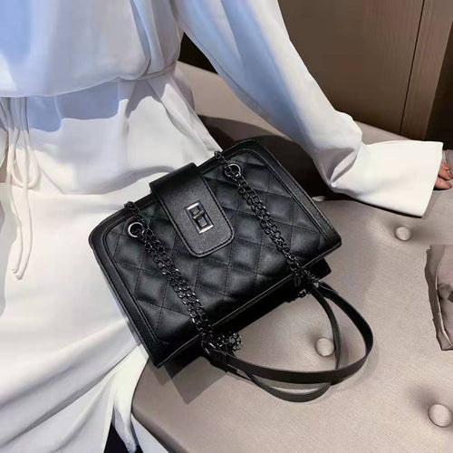 Luxury high-end design brand handbags 2021 new rhombus chain shoulder simple embroidered thread retro messenger bag