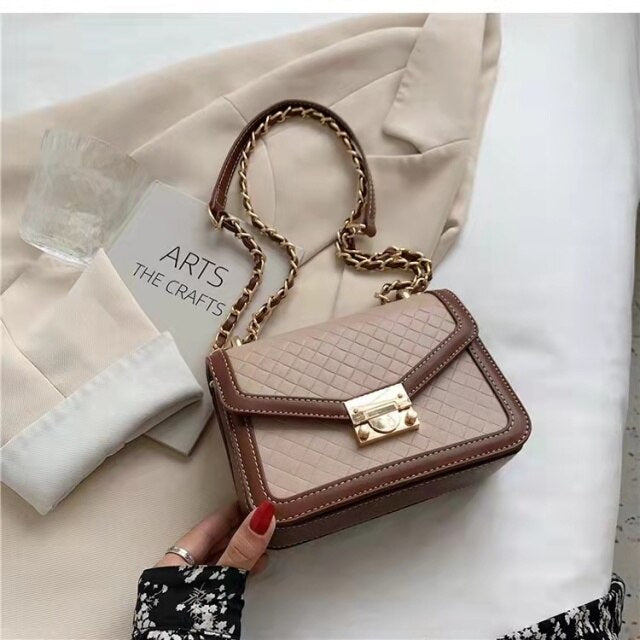 Luxury niche design contrast color western diamond embossed chain one-shoulder messenger handbag