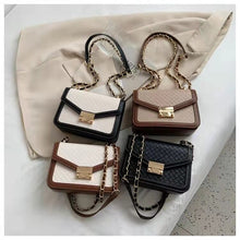 Load image into Gallery viewer, Luxury niche design contrast color western diamond embossed chain one-shoulder messenger handbag