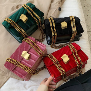Luxury women crossbody bag high quality velvet chain female designer shoulder bag Splicing package party small square bags