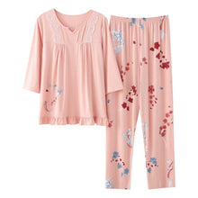 Load image into Gallery viewer, M-3XL Women Pajamas Set Spring Autumn New Thin Flower Printed  Sleeve Cute Sleepwear Casual Homewear Female Pyjamas