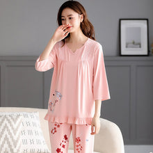 Load image into Gallery viewer, M-3XL Women Pajamas Set Spring Autumn New Thin Flower Printed  Sleeve Cute Sleepwear Casual Homewear Female Pyjamas