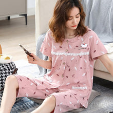 Load image into Gallery viewer, M-4XL Cotton Women Pajamas Sets Plaid Print Girls Sleepwear Women&#39;s Pijamas Suit Home Clothes Larger Pyjama Femme