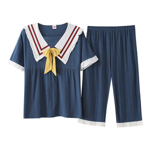 M-5XL women sleepwear summer pajamas set pajamas for women 100% pure cotton short-sleeved casual women nightgowns plus size