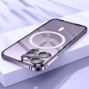 Magnetic Magsafe case For iphone 14 13 12 11 Pro Max Metal lens aluminium alloy Glass frosted protective ultra-thin cover