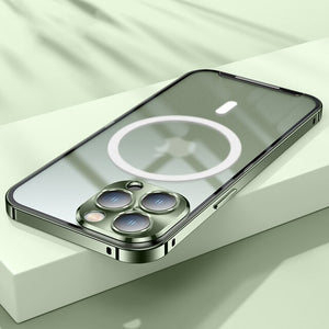 Magnetic Magsafe case For iphone 14 13 12 11 Pro Max Metal lens aluminium alloy Glass frosted protective ultra-thin cover