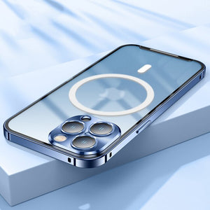 Magnetic Magsafe case For iphone 14 13 12 11 Pro Max Metal lens aluminium alloy Glass frosted protective ultra-thin cover